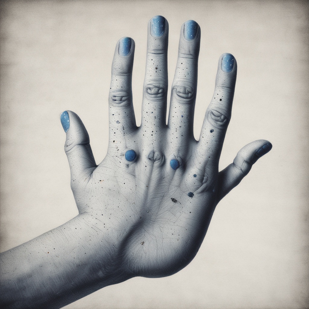 Hand with blue dots